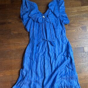 Shop Mille linen ruffle dress